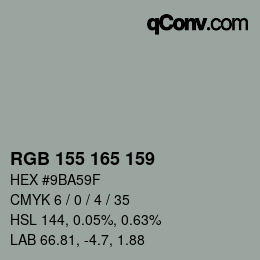 カラーコード: RGB 155 165 159 | qconv.com