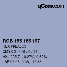 颜色代码: RGB 155 165 197 | qconv.com