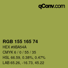 カラーコード: RGB 155 165 74 | qconv.com