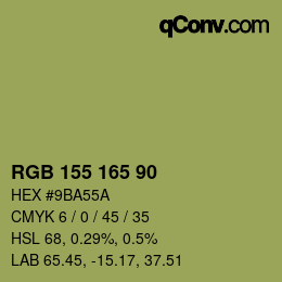 颜色代码: RGB 155 165 90 | qconv.com