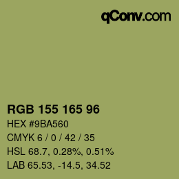 Color code: RGB 155 165 96 | qconv.com
