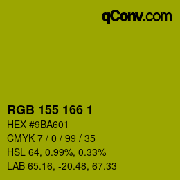 Color code: RGB 155 166 1 | qconv.com