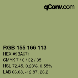 Color code: RGB 155 166 113 | qconv.com
