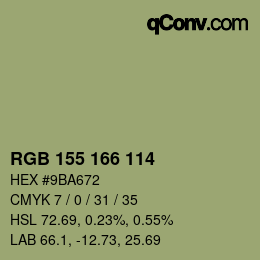 颜色代码: RGB 155 166 114 | qconv.com