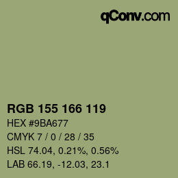 颜色代码: RGB 155 166 119 | qconv.com
