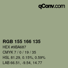 カラーコード: RGB 155 166 135 | qconv.com