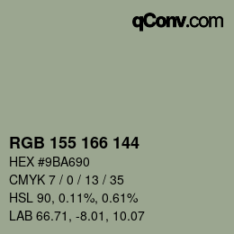 Color code: RGB 155 166 144 | qconv.com