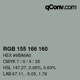 Color code: RGB 155 166 160 | qconv.com
