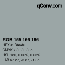 颜色代码: RGB 155 166 166 | qconv.com