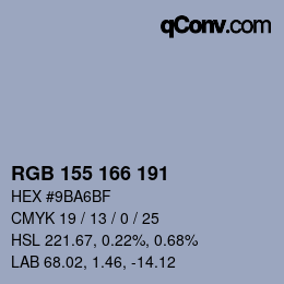 カラーコード: RGB 155 166 191 | qconv.com