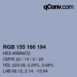 Color code: RGB 155 166 194 | qconv.com