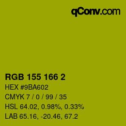 颜色代码: RGB 155 166 2 | qconv.com