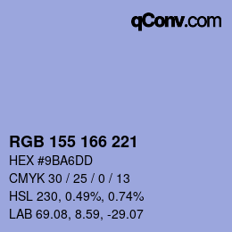 Color code: RGB 155 166 221 | qconv.com