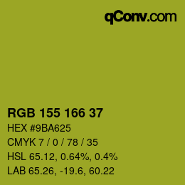 Color code: RGB 155 166 37 | qconv.com