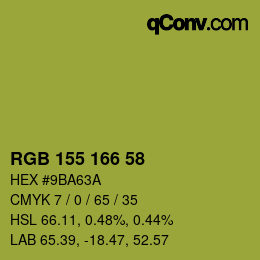 Color code: RGB 155 166 58 | qconv.com