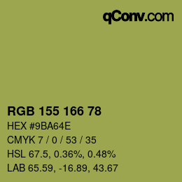 颜色代码: RGB 155 166 78 | qconv.com