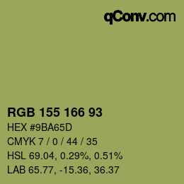 Color code: RGB 155 166 93 | qconv.com