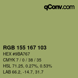 颜色代码: RGB 155 167 103 | qconv.com