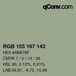 カラーコード: RGB 155 167 143 | qconv.com