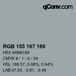 Color code: RGB 155 167 169 | qconv.com