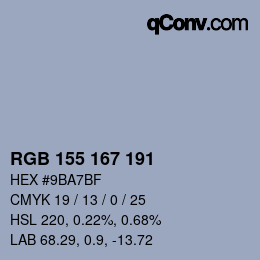 Color code: RGB 155 167 191 | qconv.com