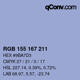 Color code: RGB 155 167 211 | qconv.com