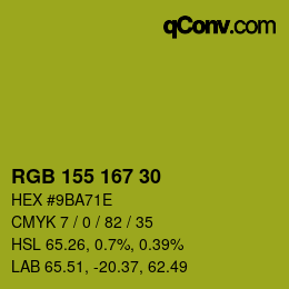 カラーコード: RGB 155 167 30 | qconv.com