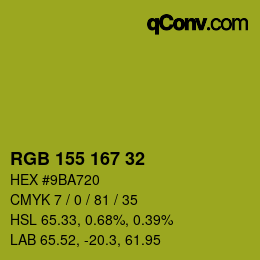 颜色代码: RGB 155 167 32 | qconv.com