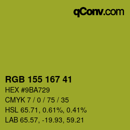Color code: RGB 155 167 41 | qconv.com