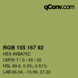 颜色代码: RGB 155 167 92 | qconv.com