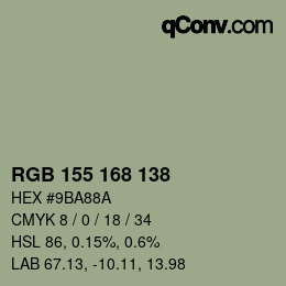 Código de color: RGB 155 168 138 | qconv.com
