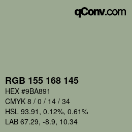 カラーコード: RGB 155 168 145 | qconv.com