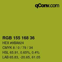 颜色代码: RGB 155 168 36 | qconv.com