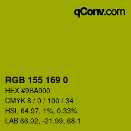 Color code: RGB 155 169 0 | qconv.com