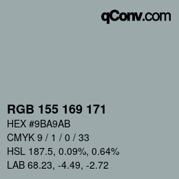 颜色代码: RGB 155 169 171 | qconv.com