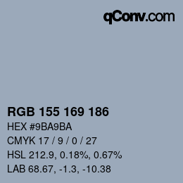 Color code: RGB 155 169 186 | qconv.com