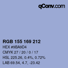 Color code: RGB 155 169 212 | qconv.com