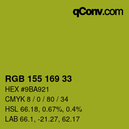 Color code: RGB 155 169 33 | qconv.com