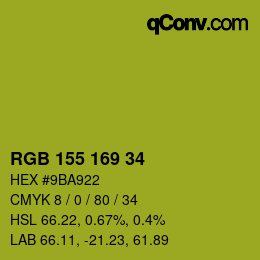 Color code: RGB 155 169 34 | qconv.com