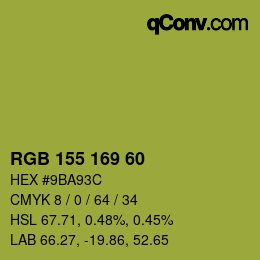 颜色代码: RGB 155 169 60 | qconv.com