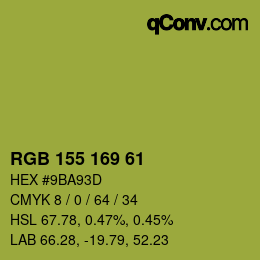 Color code: RGB 155 169 61 | qconv.com