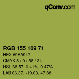 Color code: RGB 155 169 71 | qconv.com
