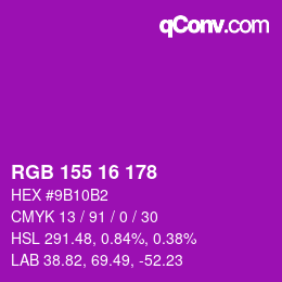 颜色代码: RGB 155 16 178 | qconv.com