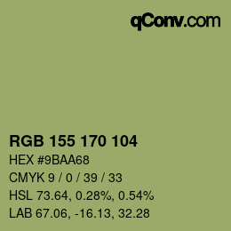 Color code: RGB 155 170 104 | qconv.com