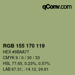 Color code: RGB 155 170 119 | qconv.com