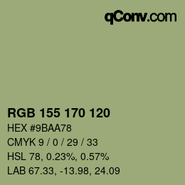 Color code: RGB 155 170 120 | qconv.com