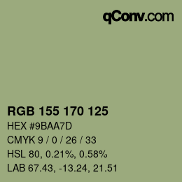 颜色代码: RGB 155 170 125 | qconv.com