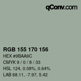 カラーコード: RGB 155 170 156 | qconv.com
