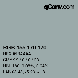 カラーコード: RGB 155 170 170 | qconv.com