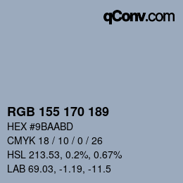 カラーコード: RGB 155 170 189 | qconv.com